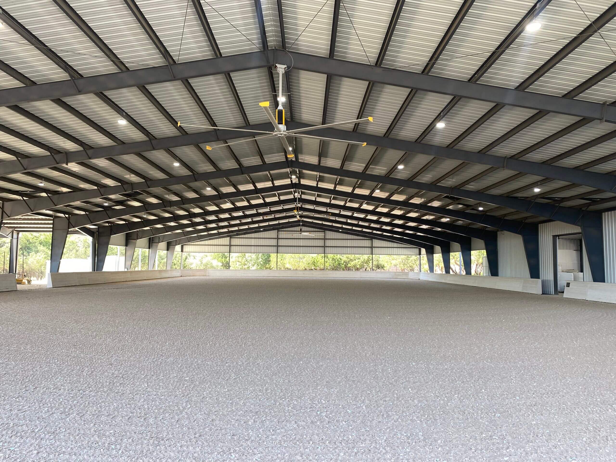 Covered riding ring with GGT Footing